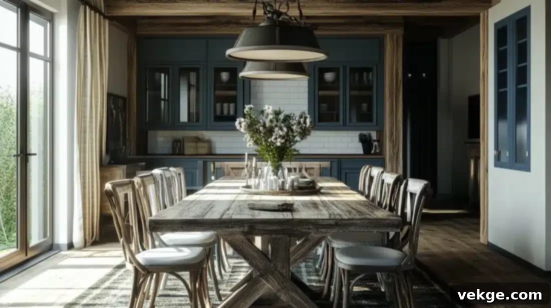 Distressed Wood Dining Table in a Parisian Style