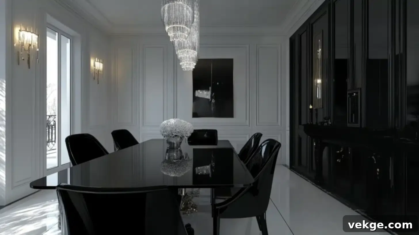 Black Lacquered Furniture in a Modern Parisian Dining Room