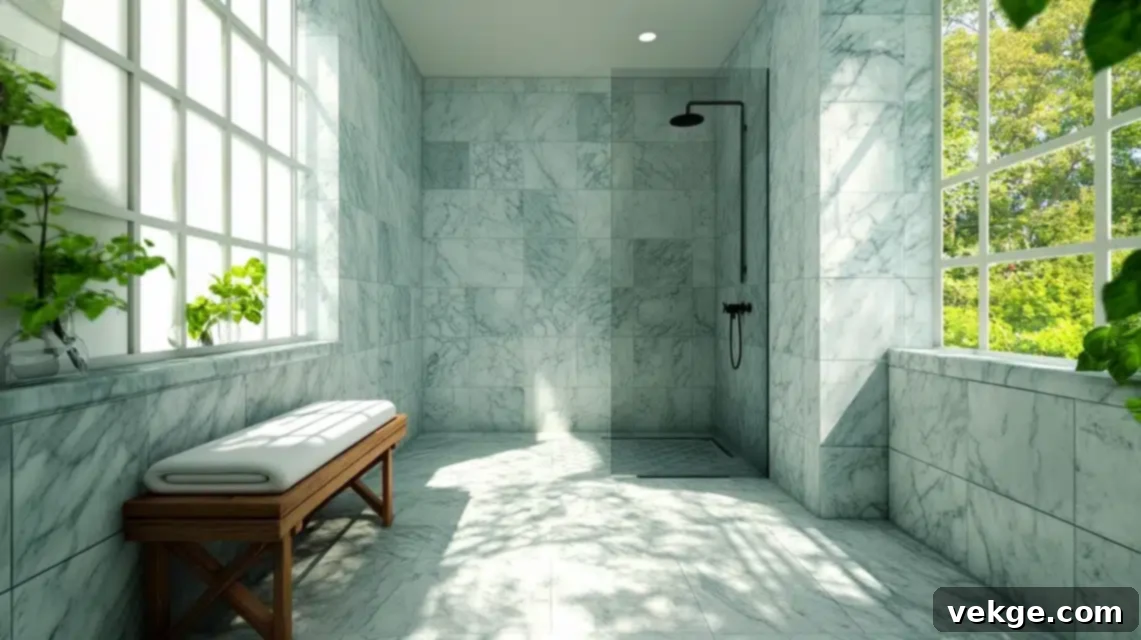 Marble Shower Room Without Glass