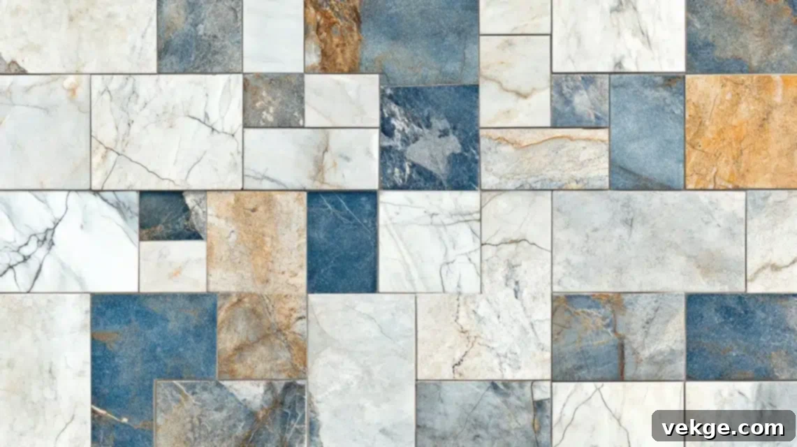 Mixed Marble Tile Sizes