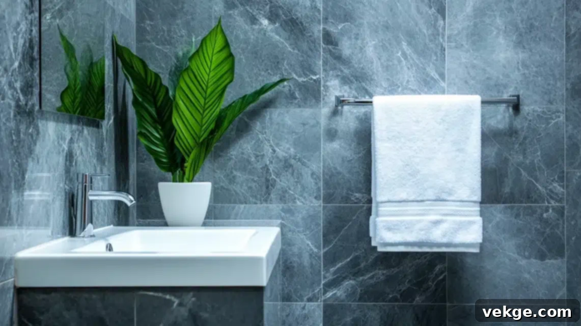 Gray Marble Bathroom with White Fixtures