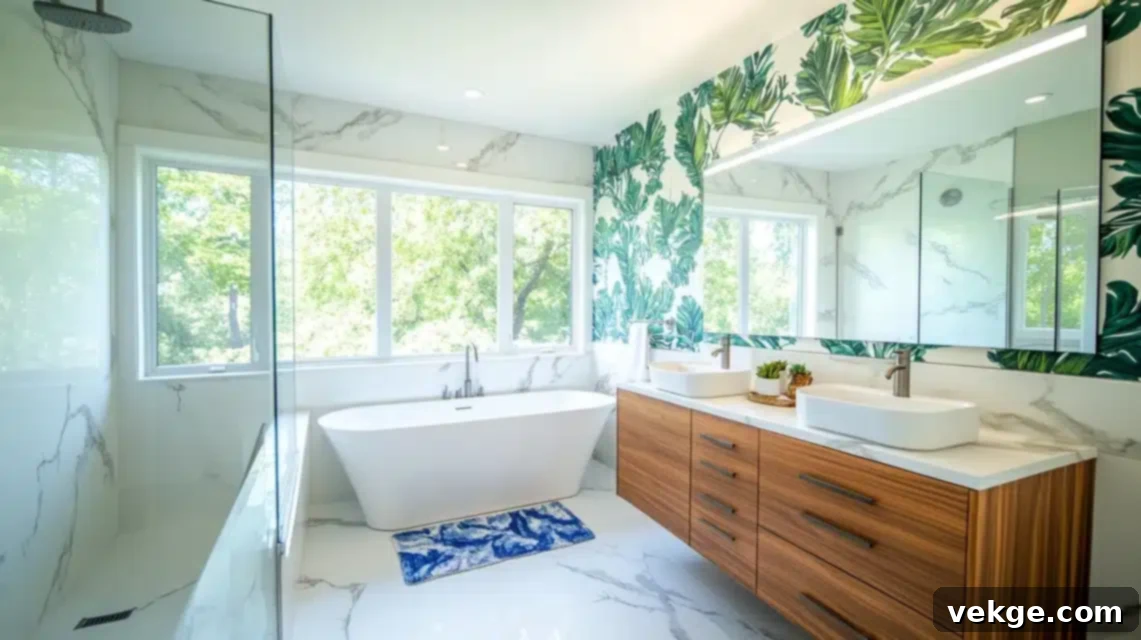 Marble with Wallpaper Accent