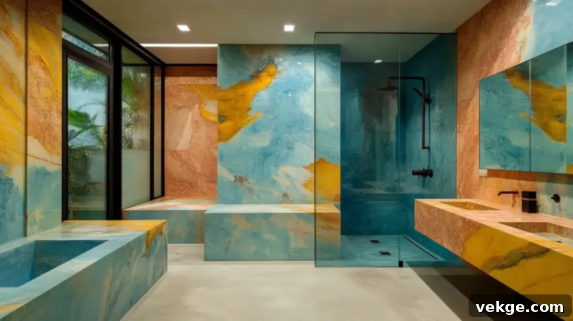 Marble Bathroom with Exotic Colors
