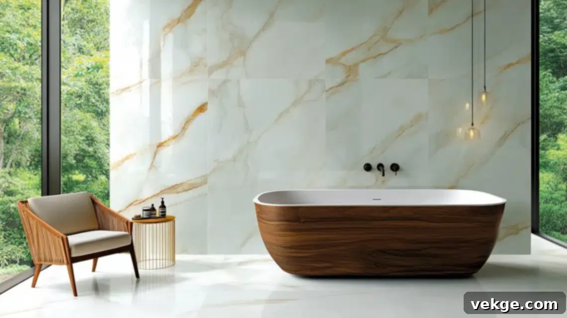 Book-Matched Veining Marble Bathroom