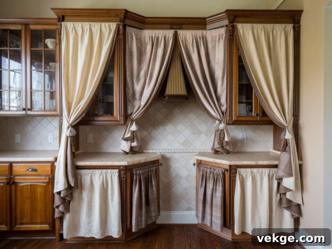 Fabric-Fronted Victorian Kitchen Cabinets