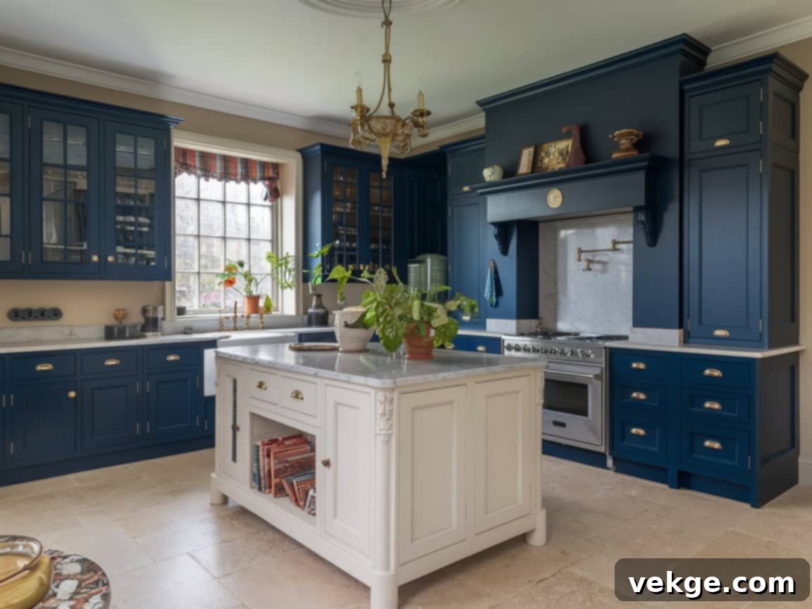 Azure Blue Victorian Kitchen Cabinets