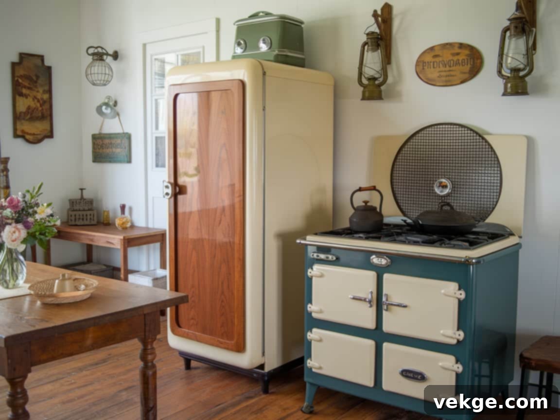 Restored Vintage Appliances in Victorian Kitchen