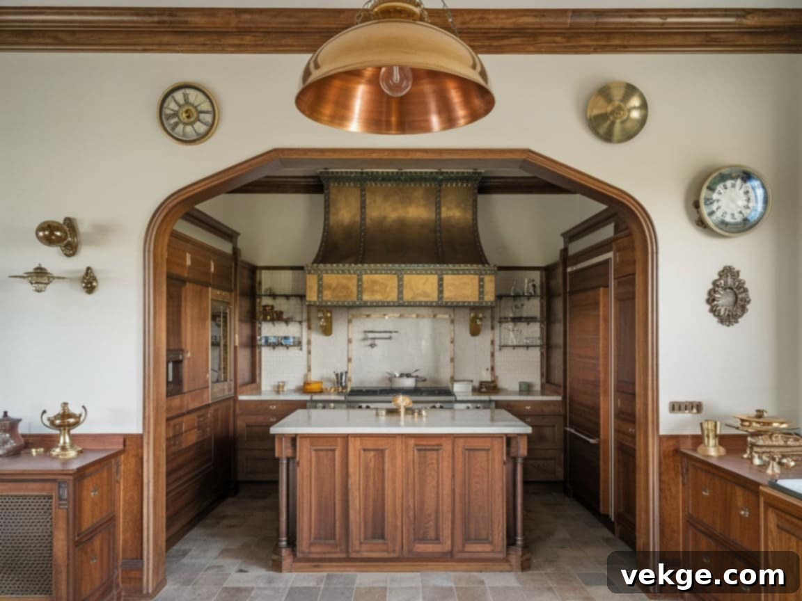 Metallic Accent Features in Victorian Kitchen