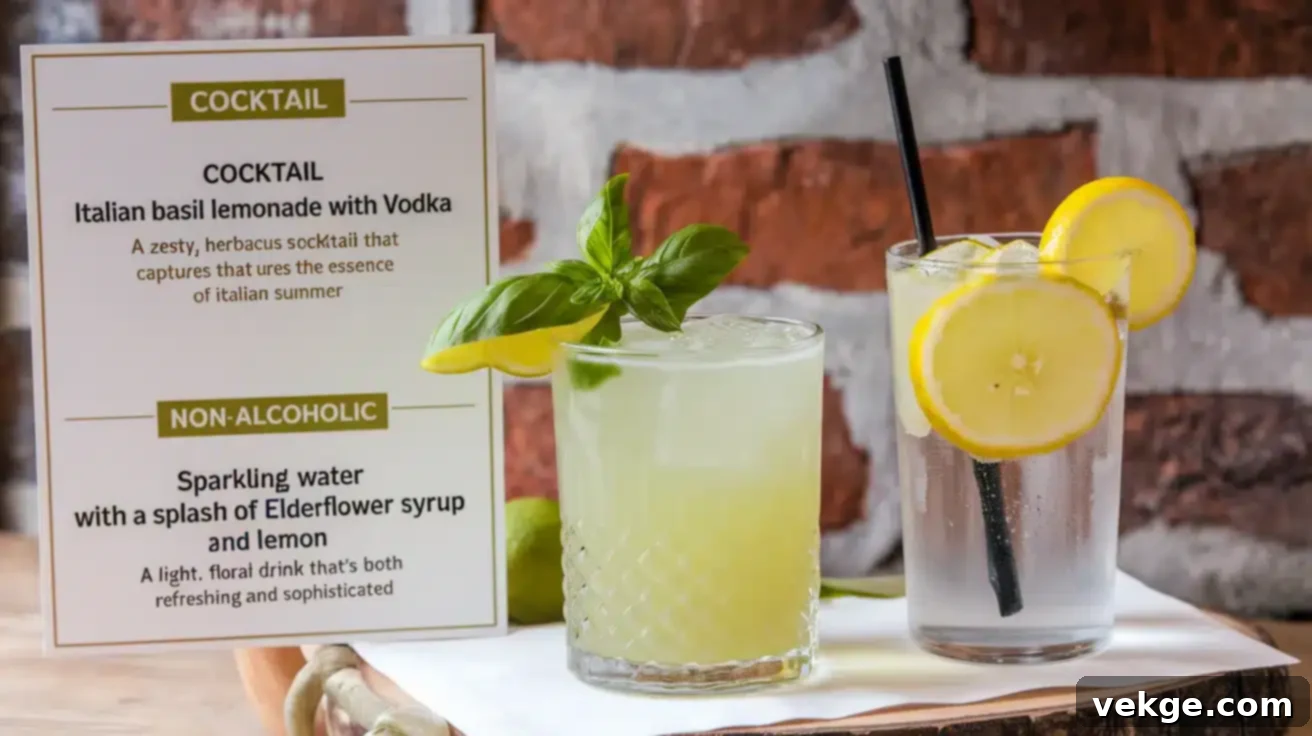Italian Drinks Menu for Adults and Kids