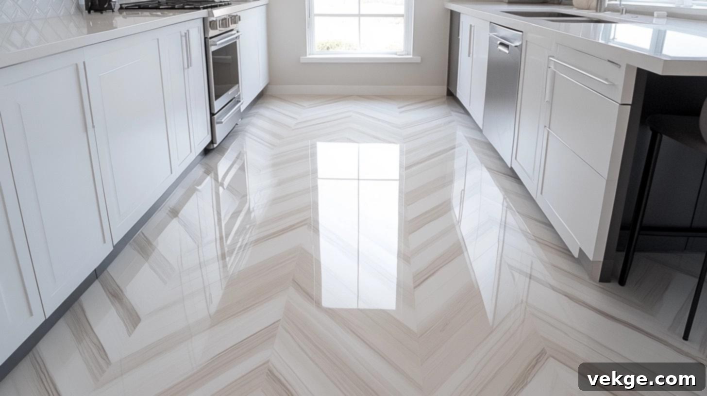 Chevron Porcelain Kitchen Floor Tiles