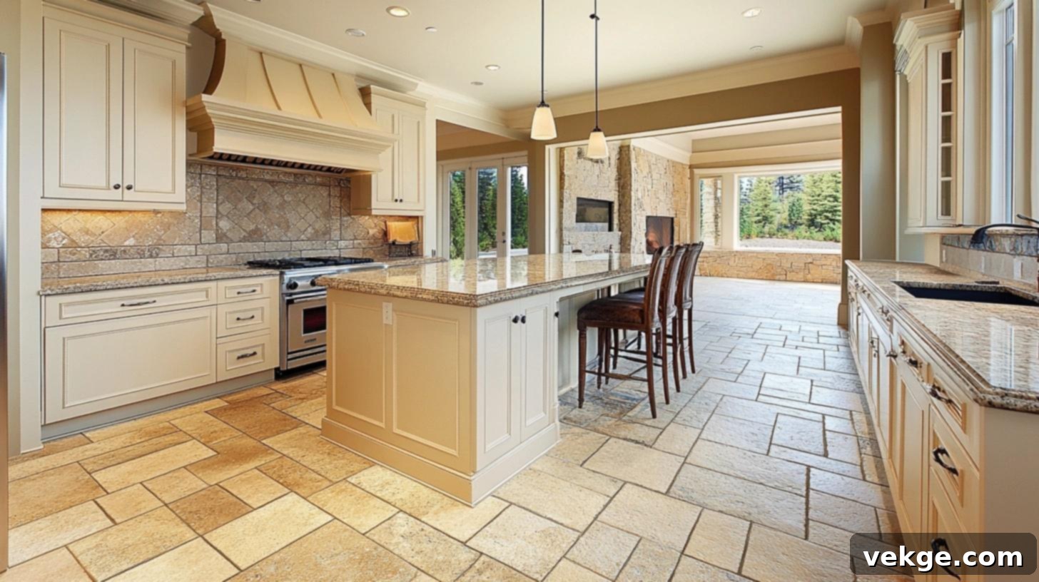 Stone-Look Ceramic Kitchen Floor Tiles