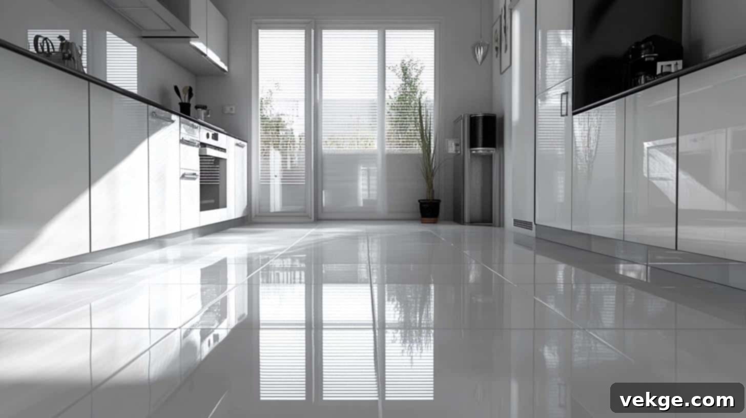Glossy White Metro Kitchen Floor Tiles