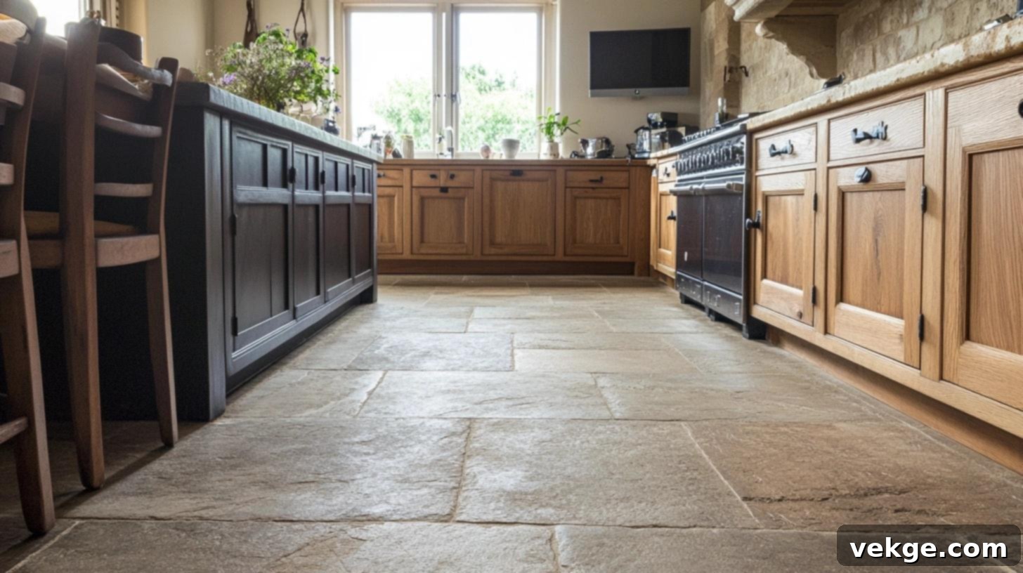Textured Limestone Kitchen Floor Tiles