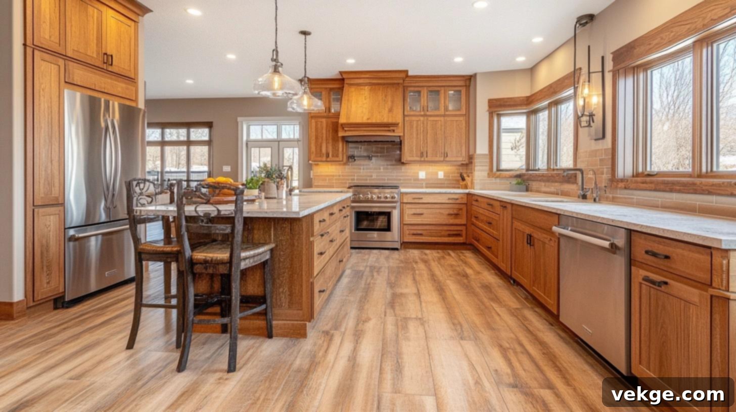 Wood-Look Porcelain Kitchen Floor Tiles