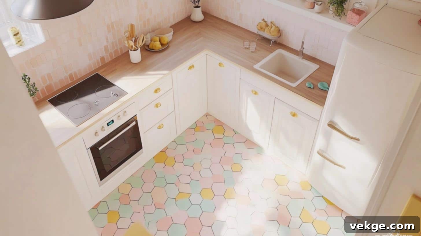 Soft Pastel Ceramic Kitchen Floor Tiles