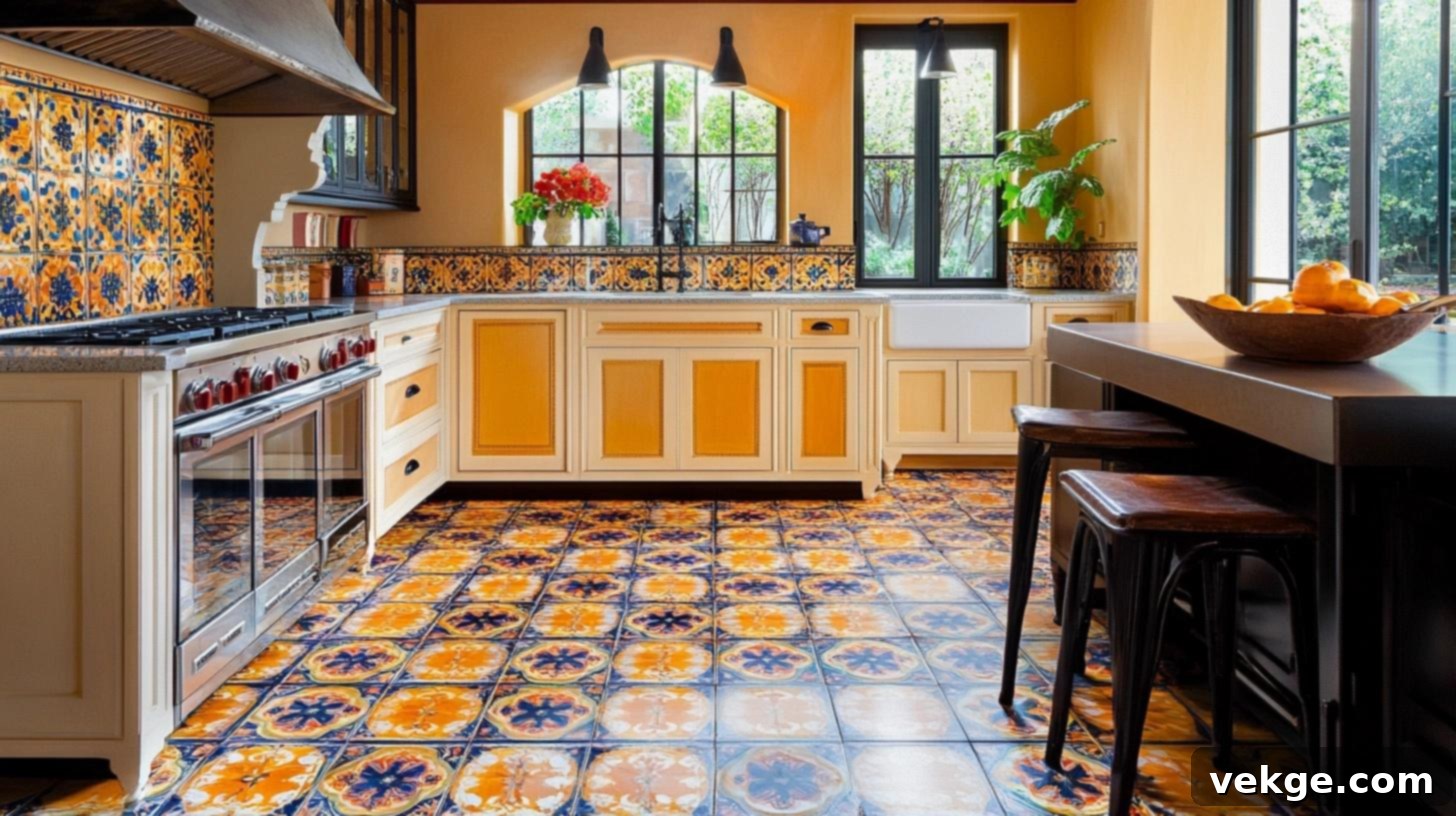 Moroccan-Inspired Kitchen Floor Tiles