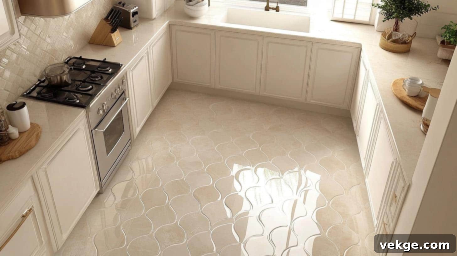 Scalloped Porcelain Kitchen Floor Tiles