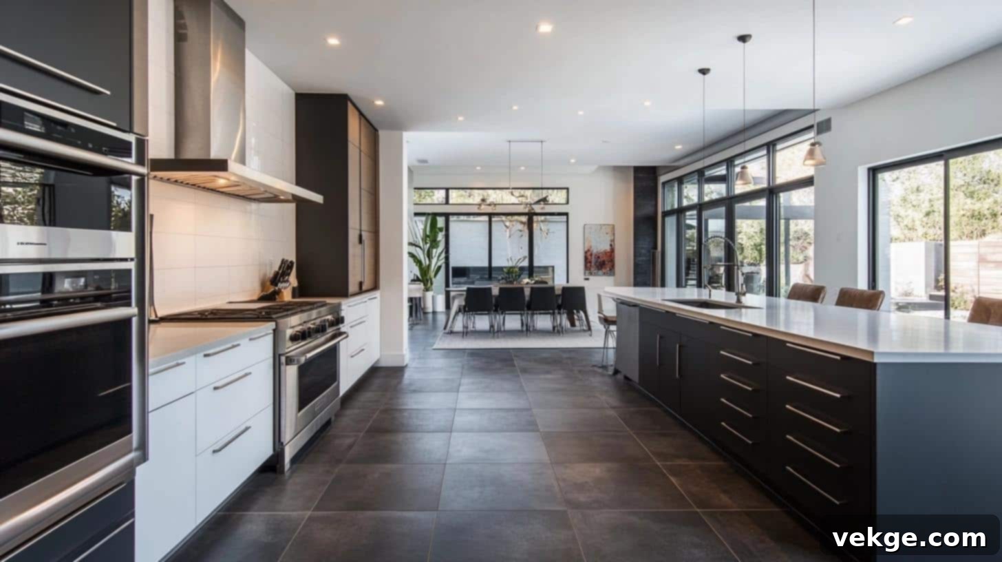 Dark Charcoal Kitchen Floor Tiles