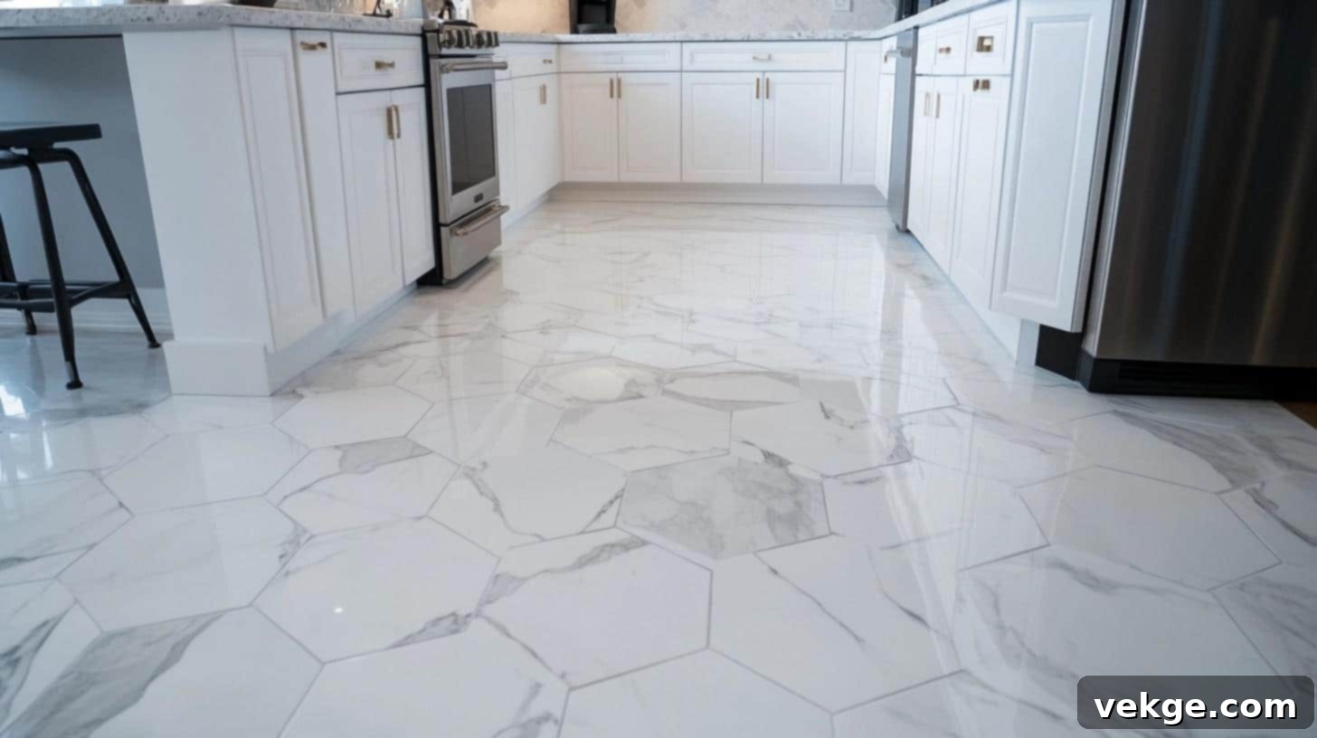 Marble Hexagon Kitchen Floor Tiles
