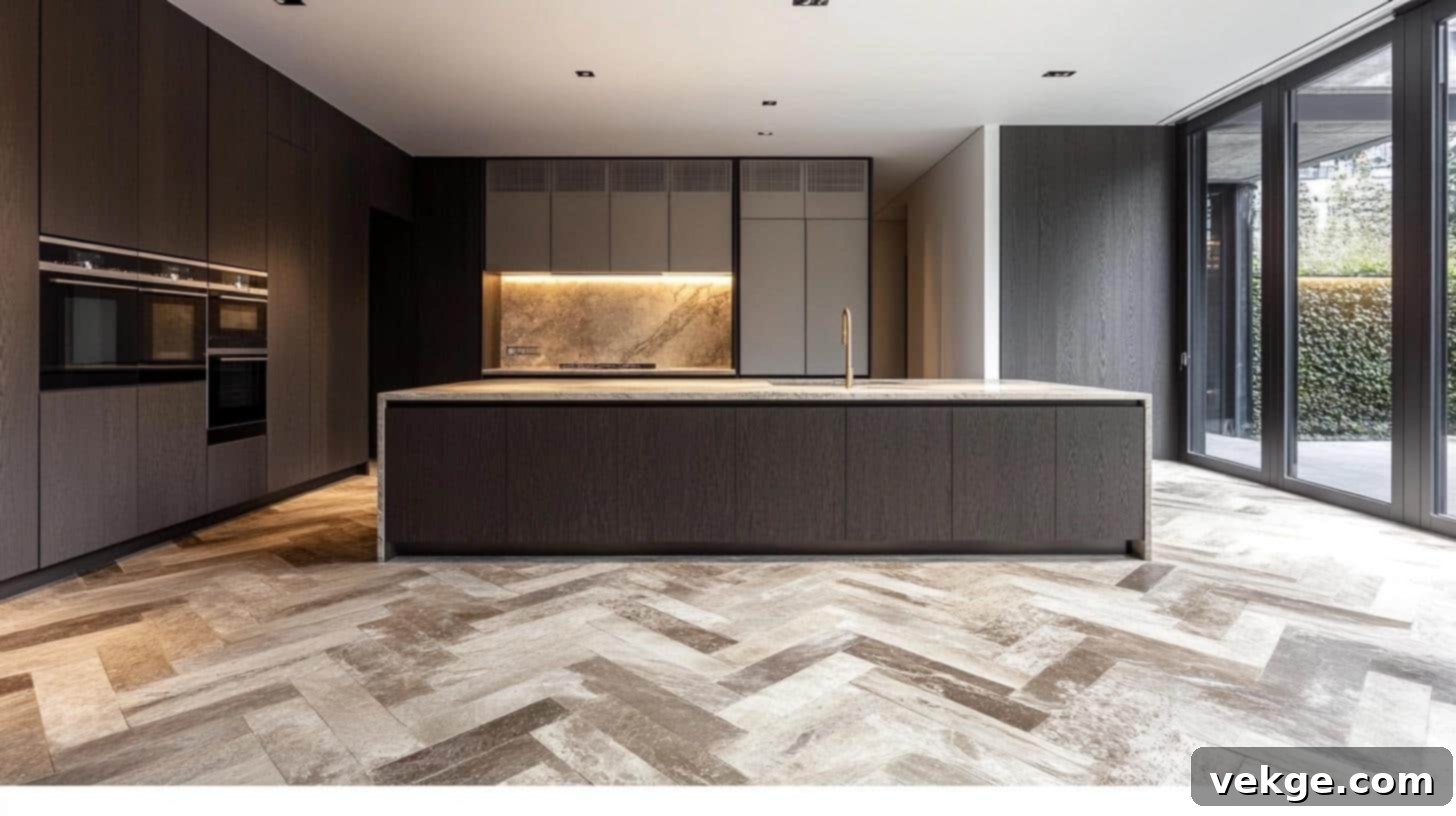 Chevron Stone Kitchen Floor Tiles