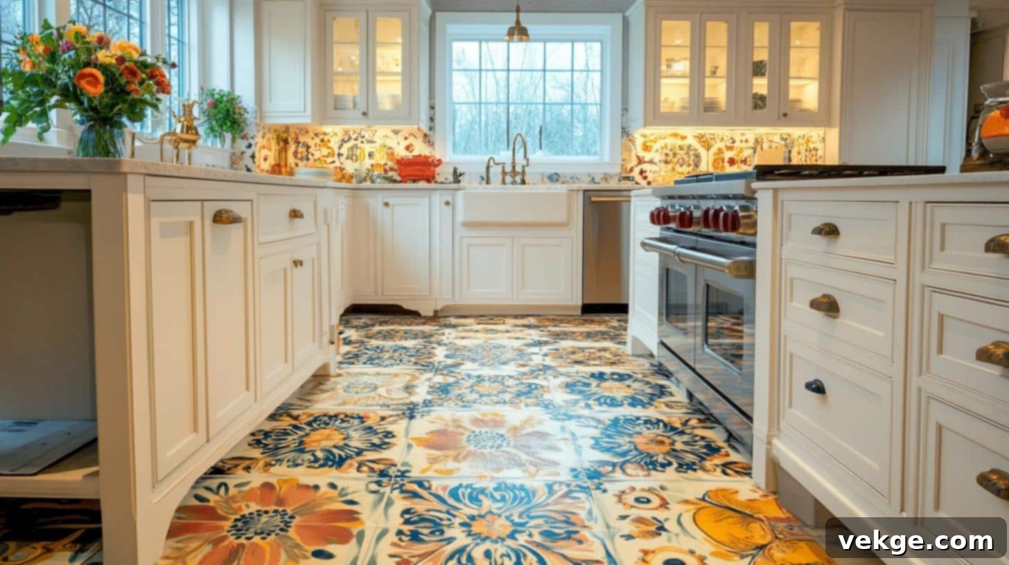 Patterned Cement Kitchen Floor Tiles