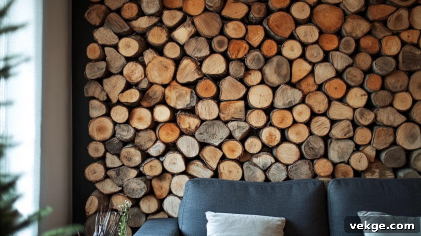 Decorative Stacked Firewood Accent Wall