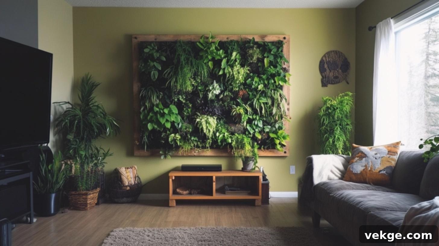 Lush Vertical Garden Living Room Accent Wall