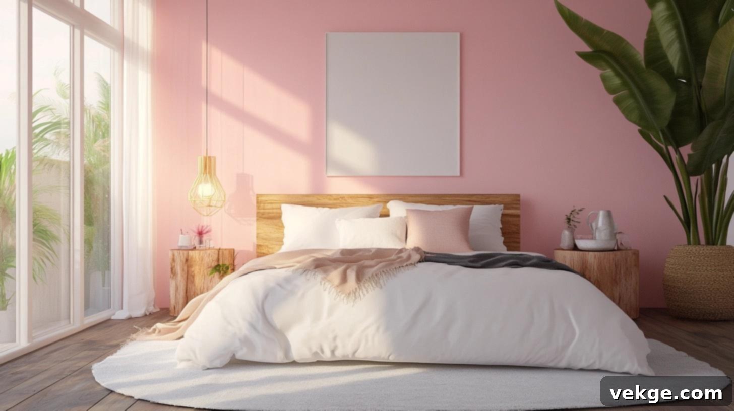 Serene Soft Pink Painted Accent Wall