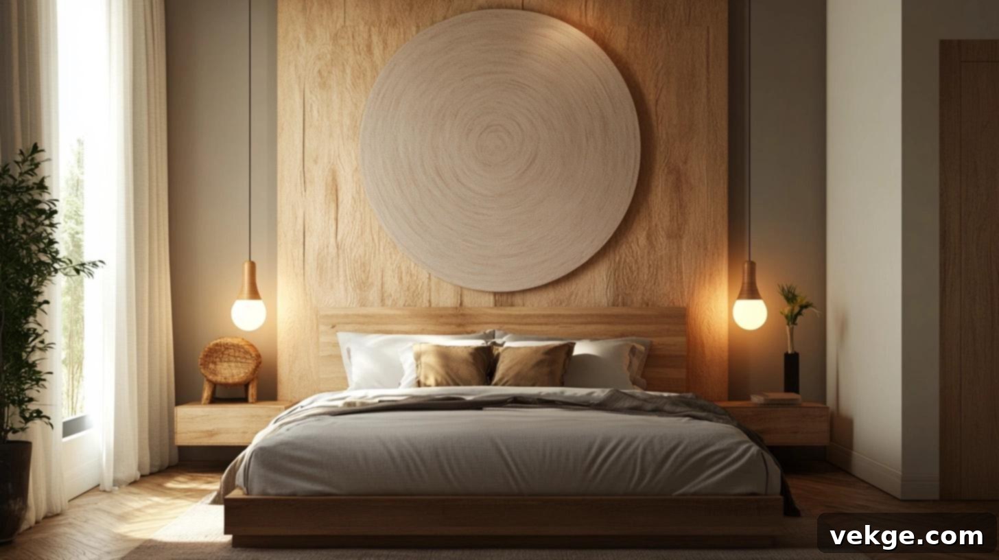Bold Painted Circle Accent Above Bedroom Headboard