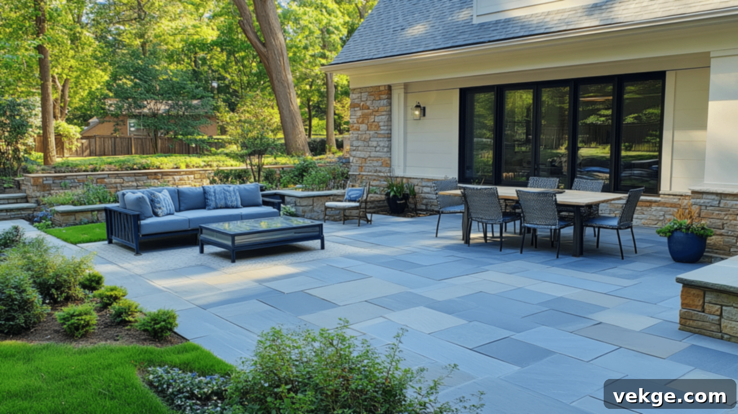 Geometric or Dimensional Style bluestone patio