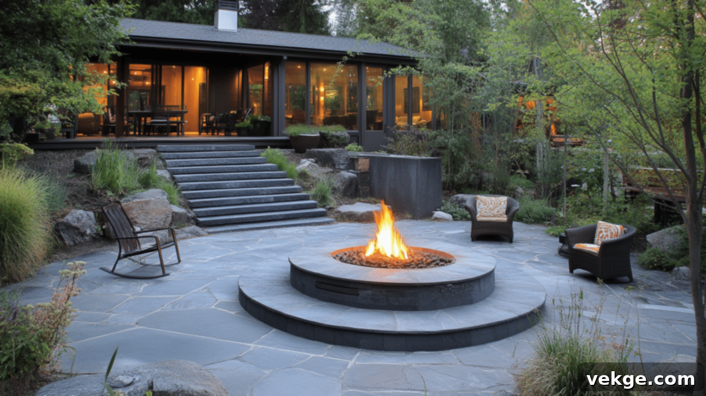 Circular or Radial Pattern bluestone patio