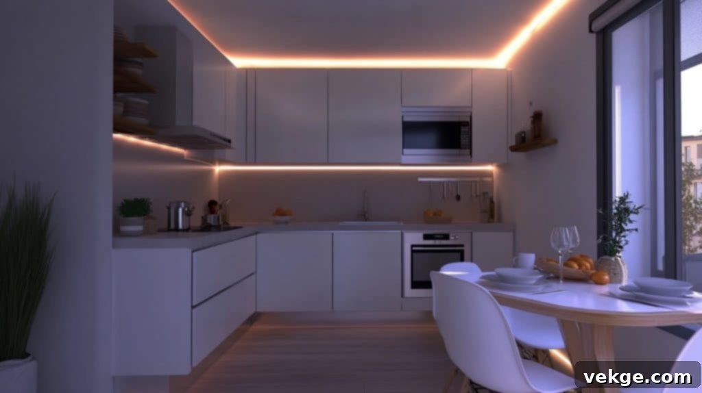 LED Strips Around the Ceiling Perimeter
