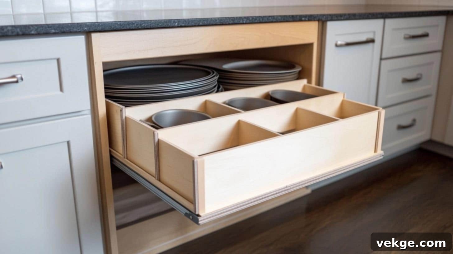 Pull-Out Baking Pan Organizer for Kitchen Cabinets