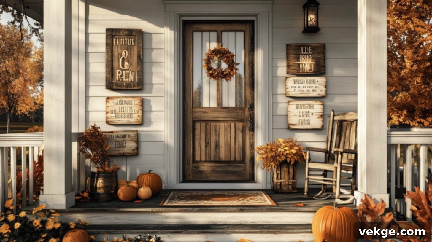 Rustic Wooden Signs for Farmhouse Fall Porch Decor