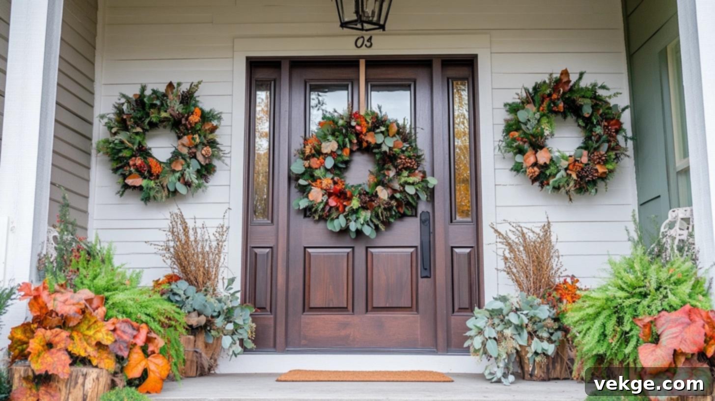 Layered Wreaths for Fall Farmhouse Door Decor
