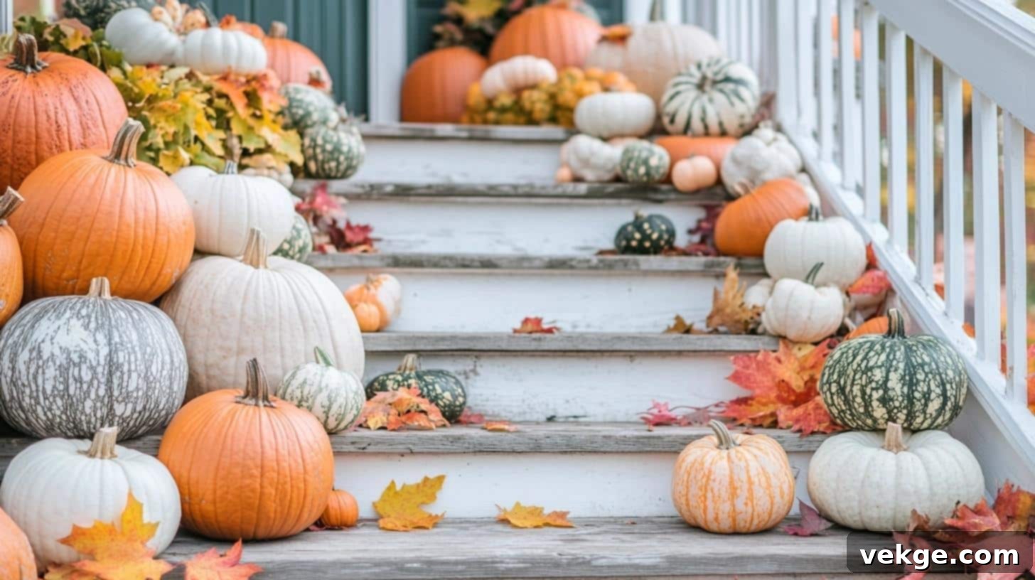 Pumpkin Display for Autumn Porch Decor