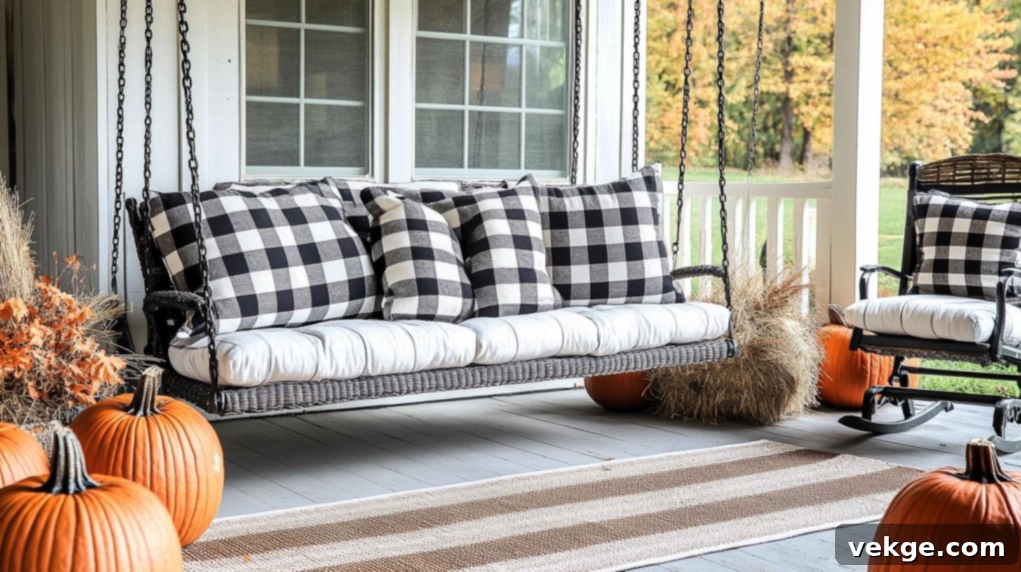 Buffalo Plaid Pillows for Fall Porch Decor
