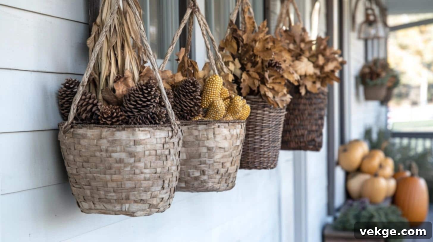Raffia and Corn Husk Baskets for Natural Fall Decor