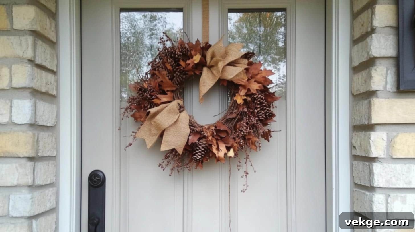 DIY Fall Wreath with Burlap for Farmhouse Door