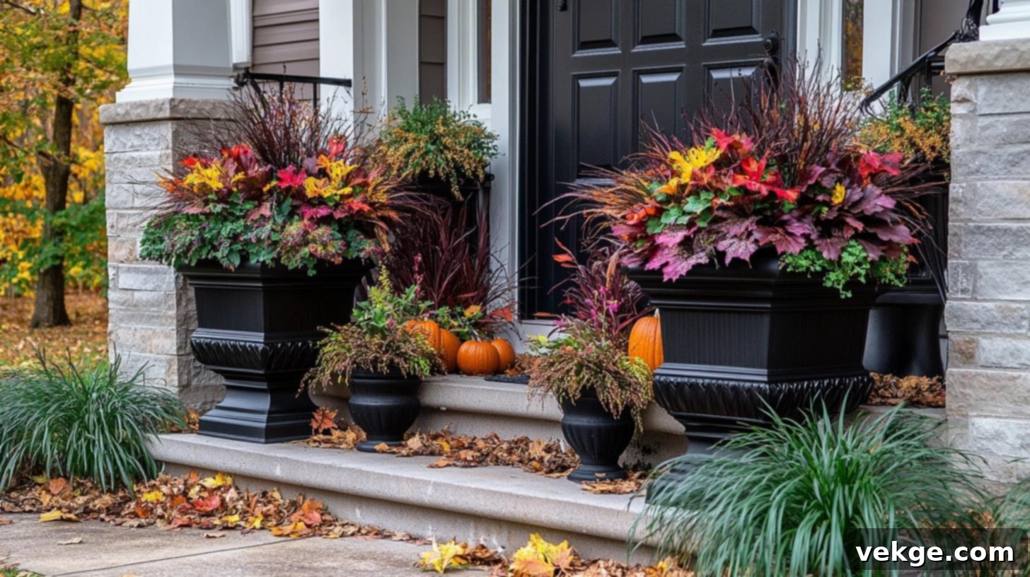 Wrought Iron Planters for Farmhouse Fall Porch