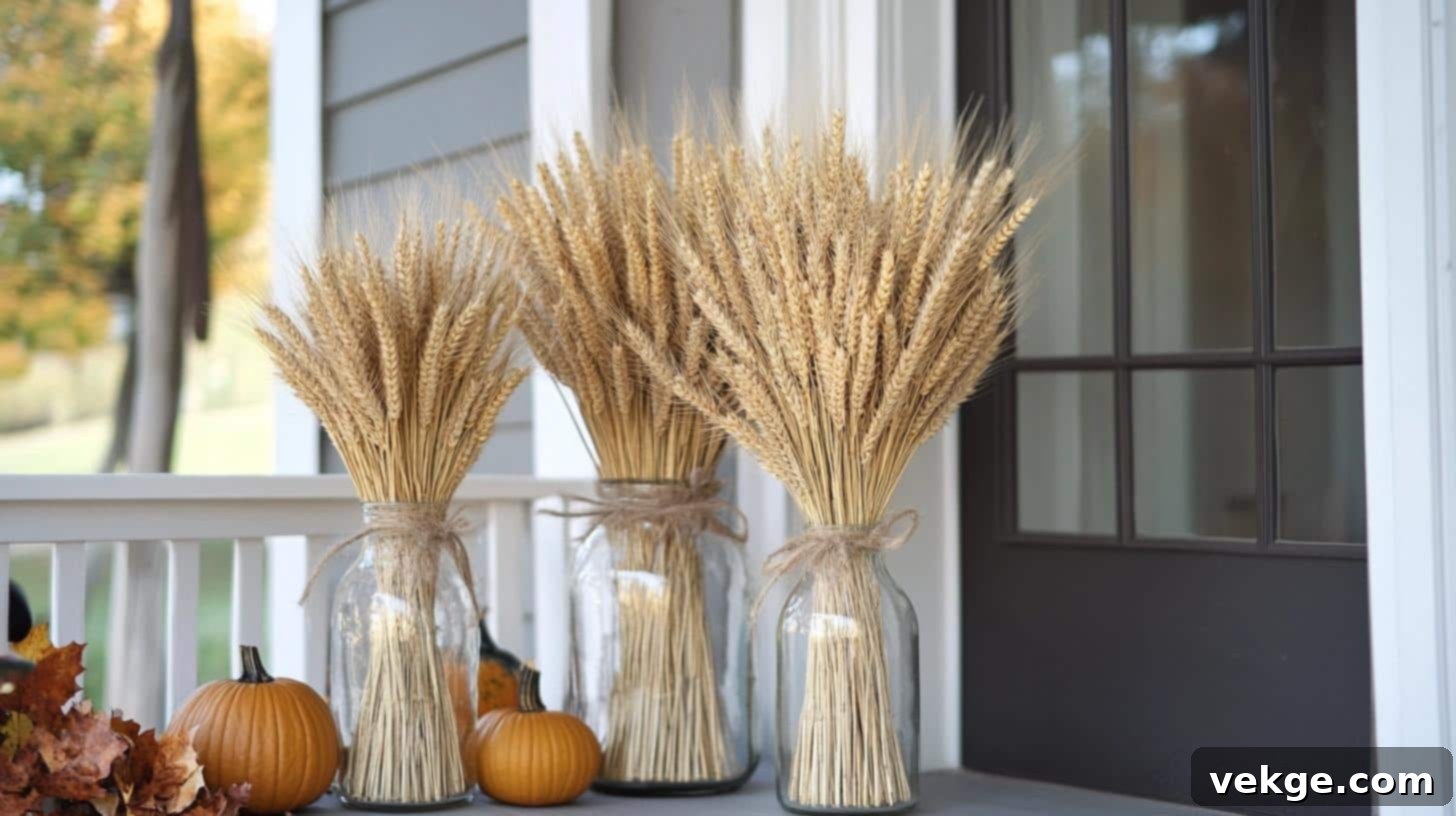 Dried Wheat Bundles for Autumn Porch Decor