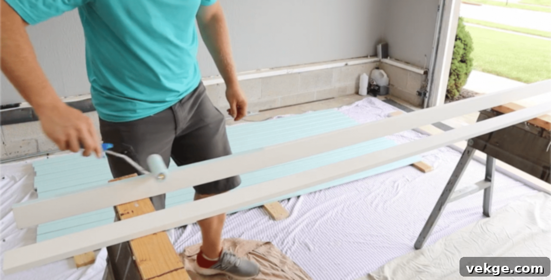 Prepare the trim by cutting MDF pieces to size, pre-painting them, and labeling them to match your design.