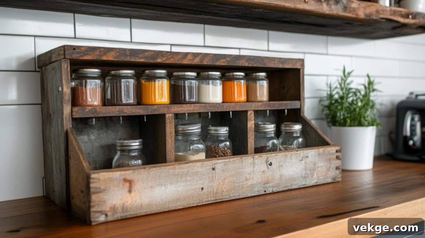 Vintage Wooden Toolbox as Kitchen Storage