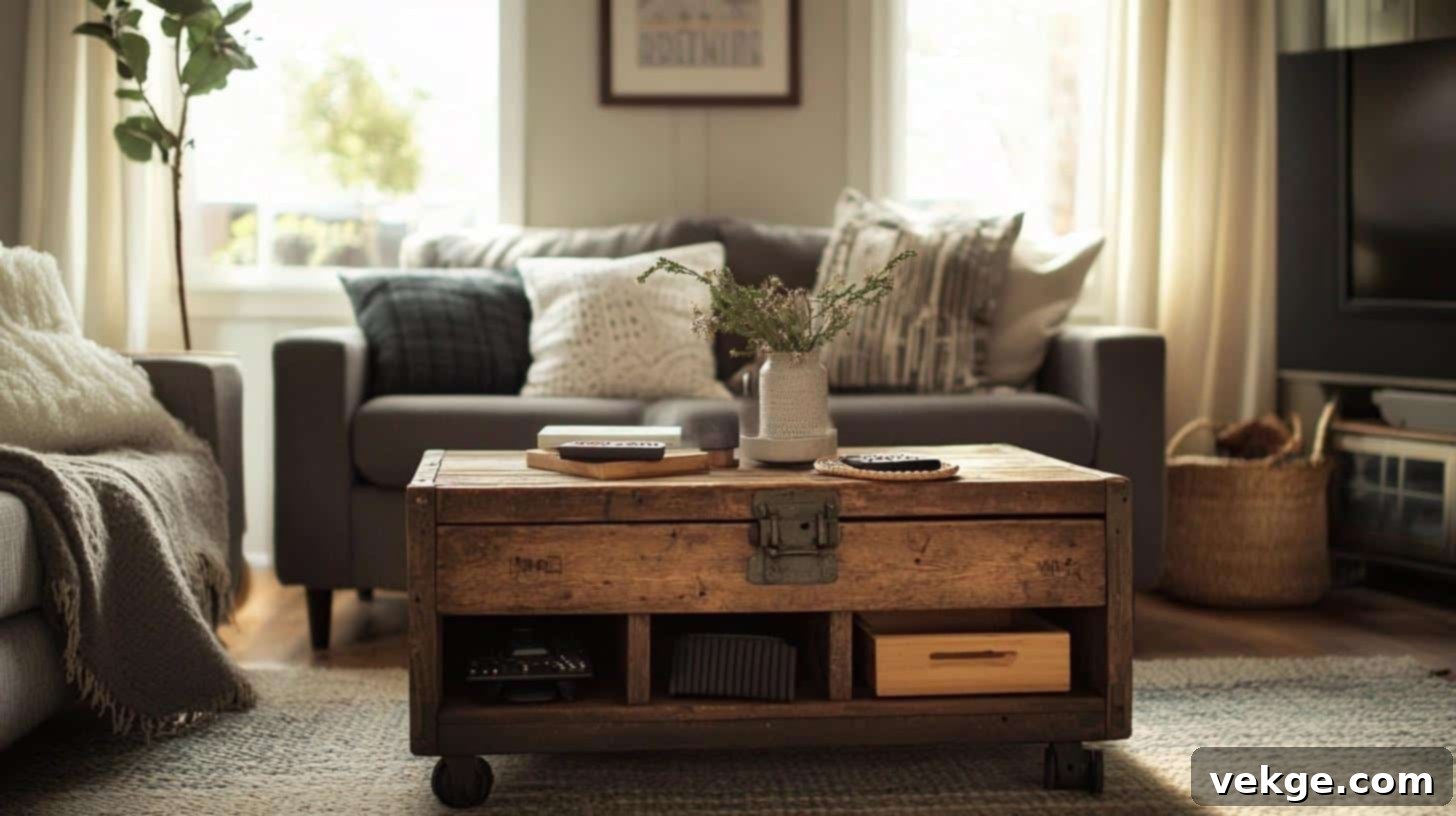 Wooden Toolbox as Coffee Table Storage