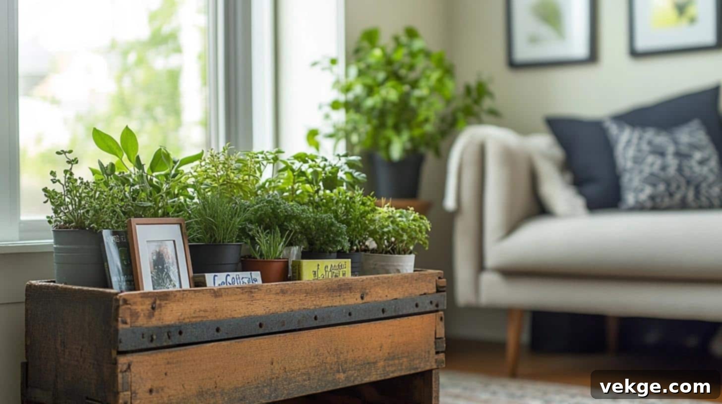 Wooden Toolbox as Living Room Display