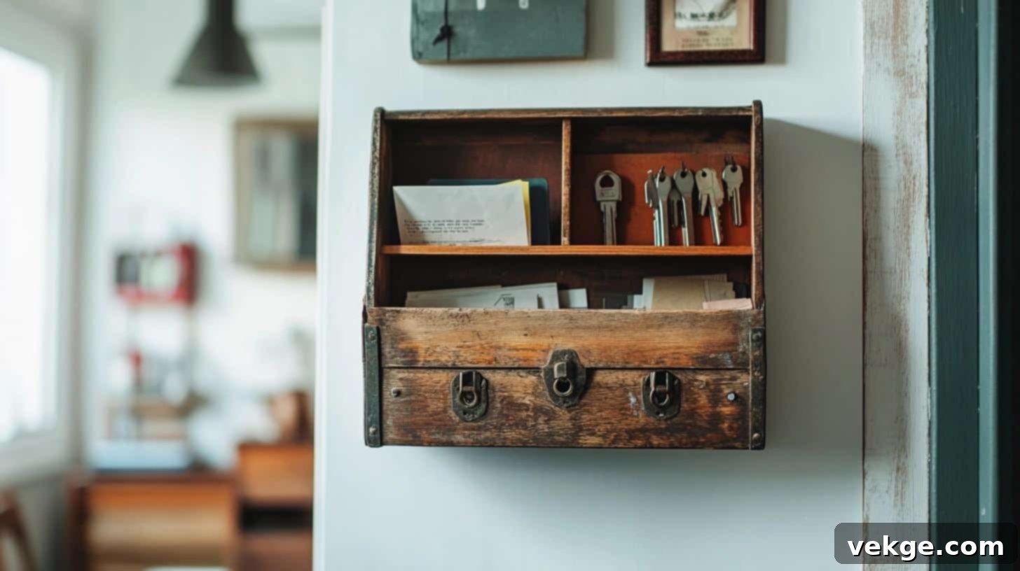 Wooden Toolbox as Entryway Organizer