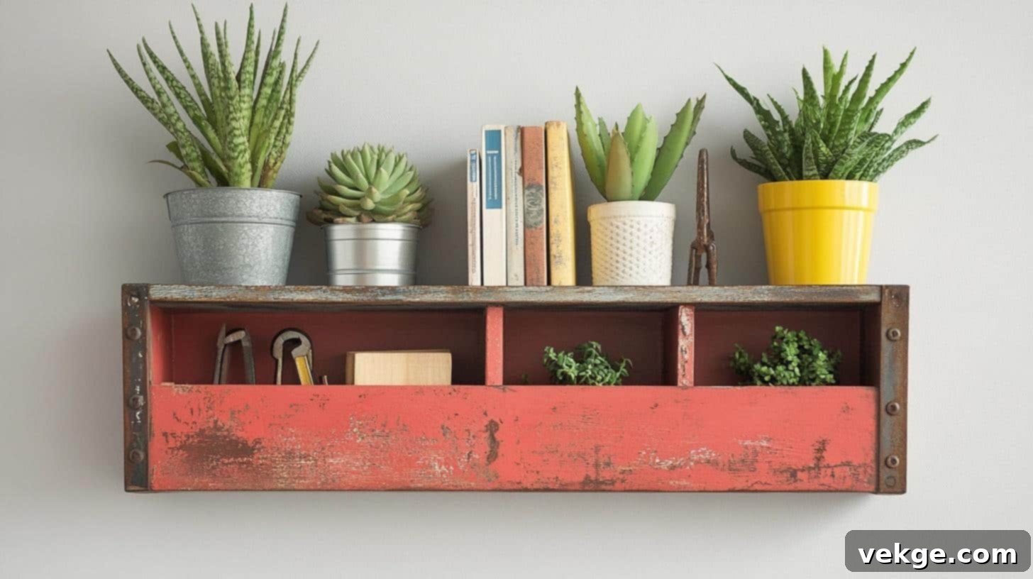 Repurposed Toolbox as Wall Shelves
