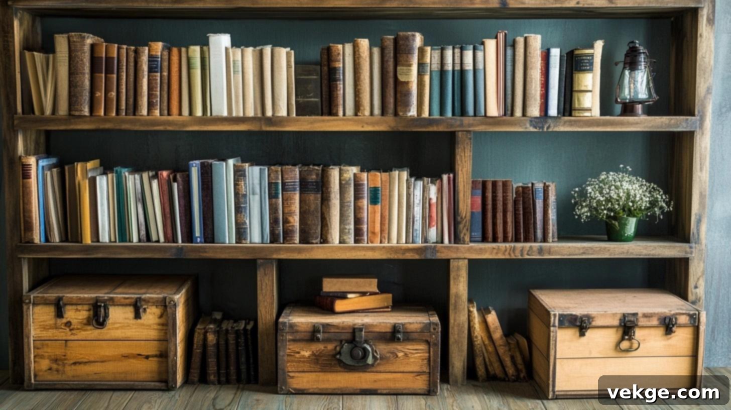 Wooden Toolbox as Bookshelf Accent