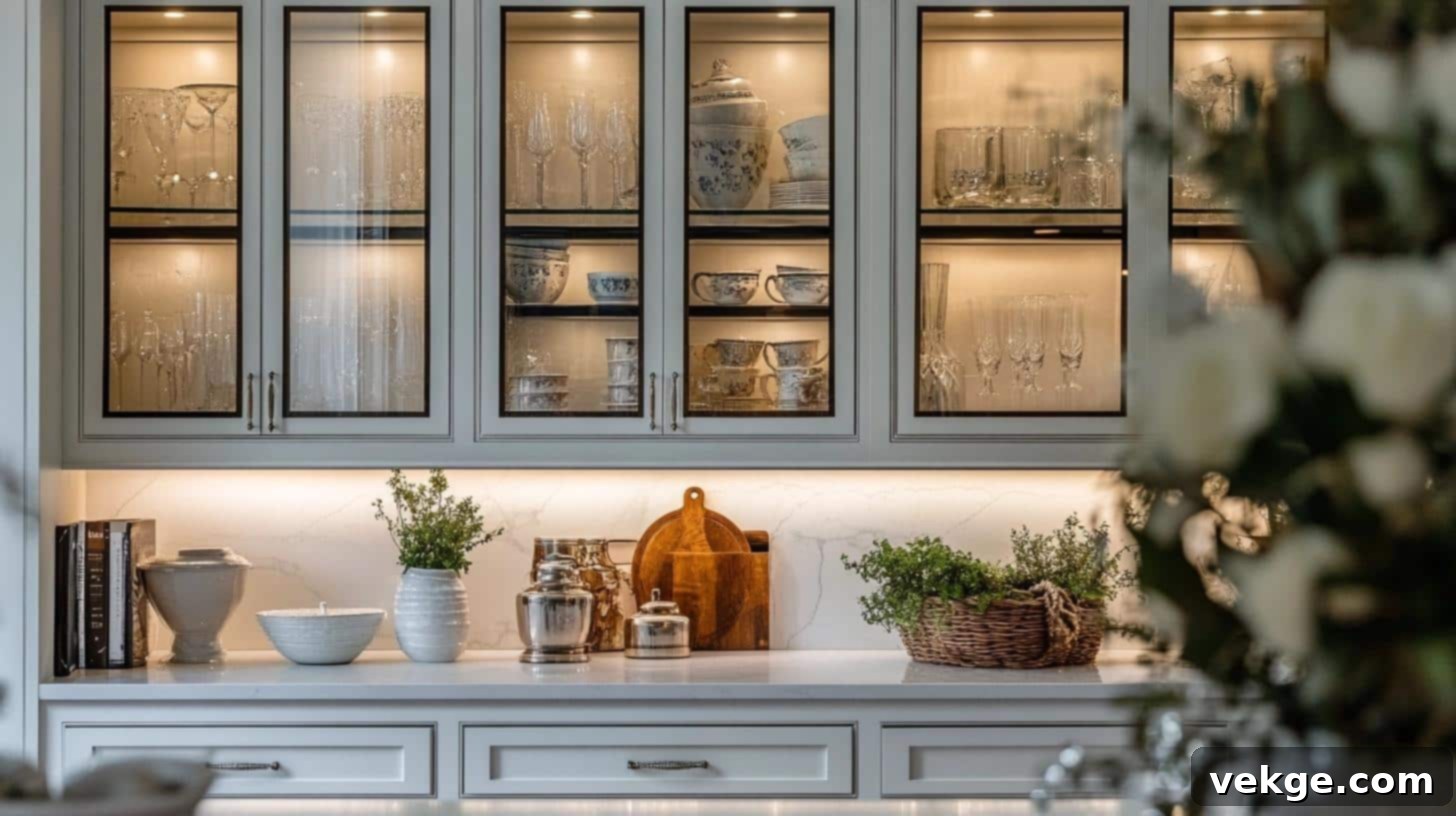 Glass-Front Cabinets for Display in Kitchen