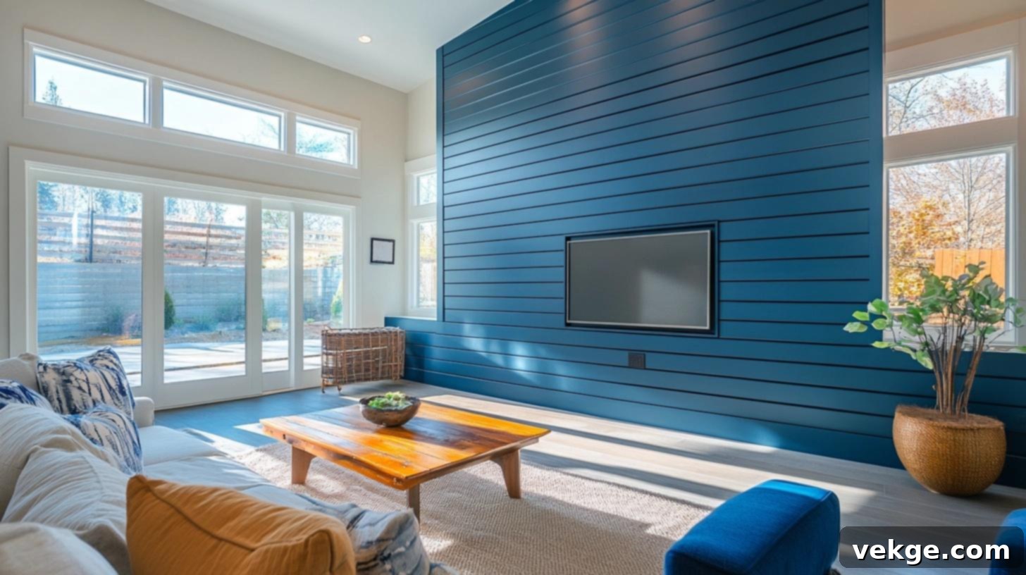 Horizontal Battens Board and Batten for Wider Rooms